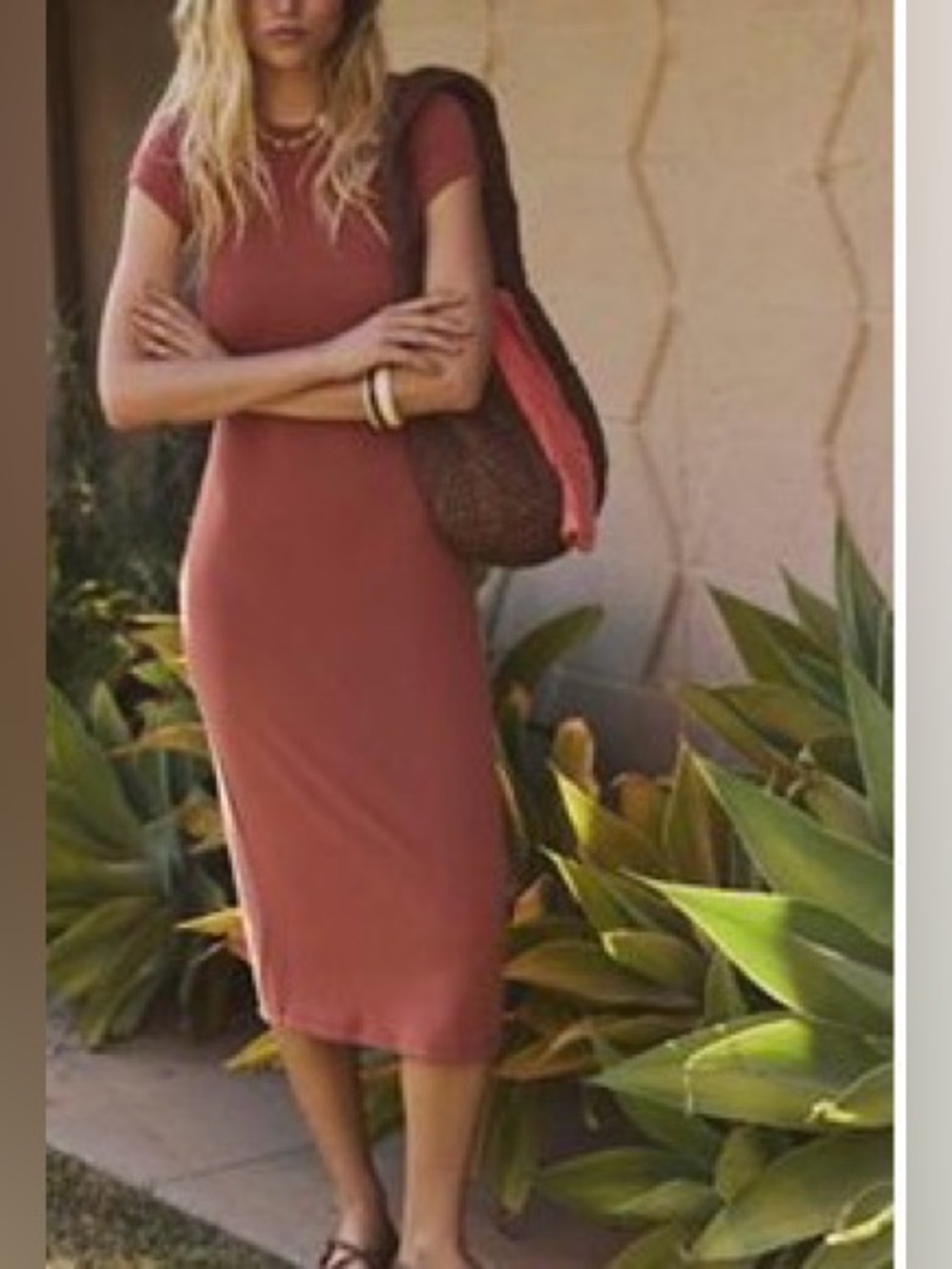 Good Feels Slim Midi Dress Color: Rodeo Red Size: XL